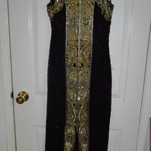 Lawrence Kazar Dresses & Skirts - Lawrence Kazar Black and Gold long beaded gown